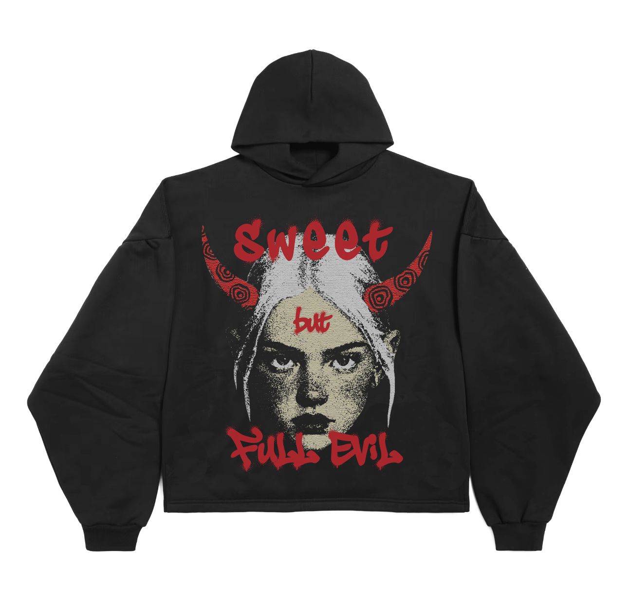 Sweet But Full Evil Devil Horns Girl Unisex Graphic Print T-Shirt/Sweatshirt/Hoodie