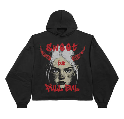 Sweet But Full Evil Devil Horns Girl Unisex Graphic Print T-Shirt/Sweatshirt/Hoodie