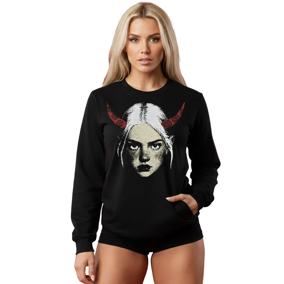 Demon Girl Red Horns Unisex Graphic Print T-Shirt/Sweatshirt/Hoodie